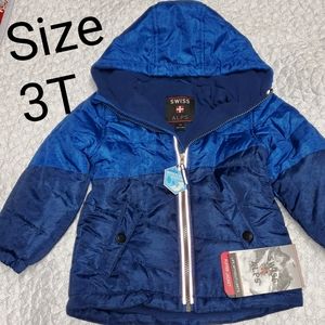 Boy's Blue Swiss Alps Puffer Jacket size 3T- NEW